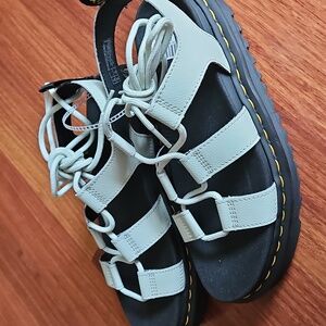 Dr Martens Nartilla Gladiator Lace-up Leather Sandals, Smoked Mint Green, Sz 8